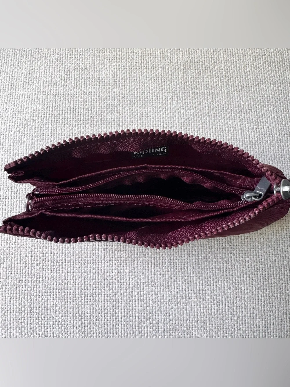 Kipling Creativity Large Maroon Pouch with Embossed Logo
